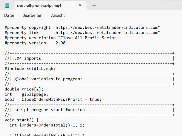 Close All Profit Script for MT4