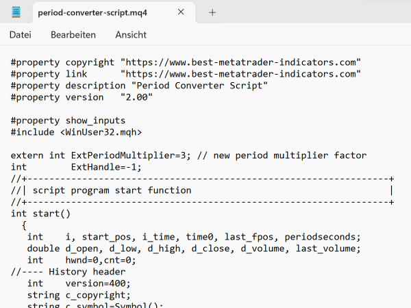 Period Converter Forex Script for MT4